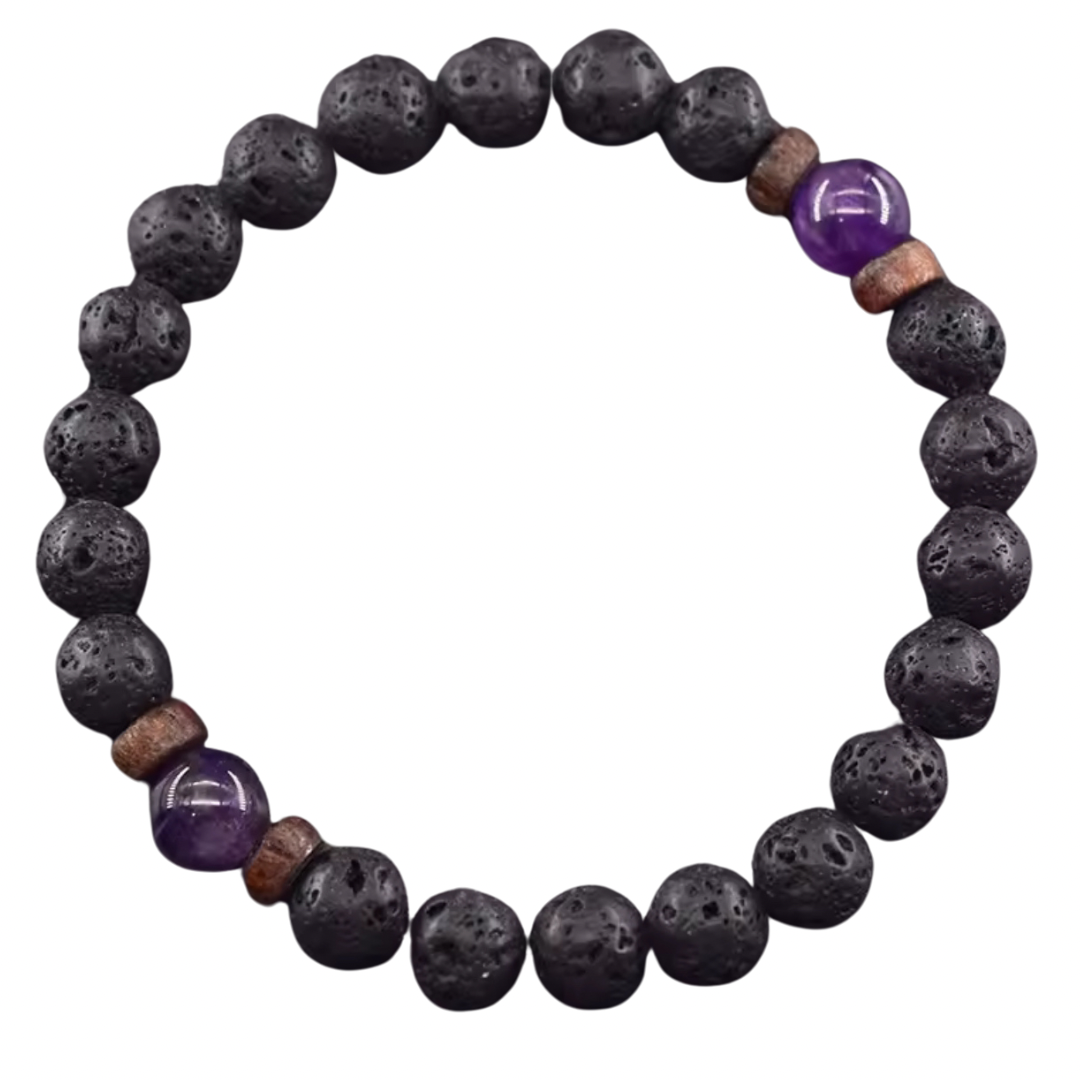 2. Bracelet anti-addiction - Pierre de lave & améthyste
