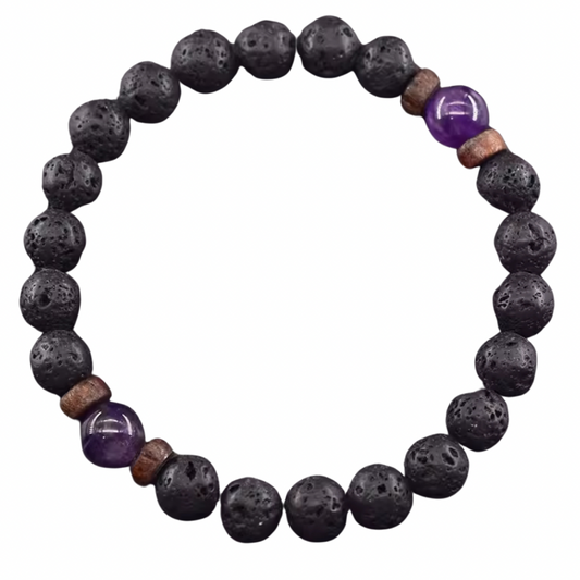 2. Bracelet anti-addiction - Pierre de lave & améthyste