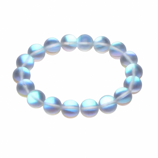 3. Bracelet sommeil profond - Pierre de lune à paillettes en cristal d'autriche blanc mat