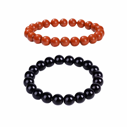4. Bracelet vitalité - Jaspe rouge & obsidienne noire