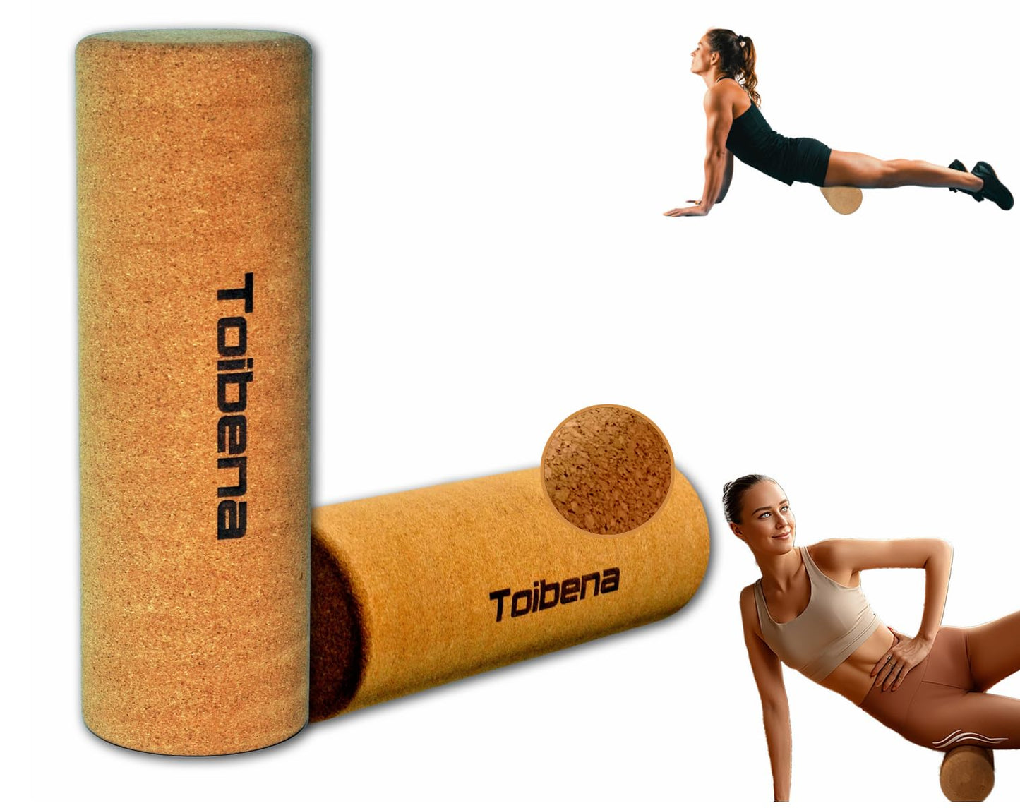 Firm Cork Massage Muscle Roller/Natural Eco-Friendly/Medium Density Deep Tissue Massage Roller/NO Foam-Roller Yoga & Travel Friendly (11.8 Inch)
